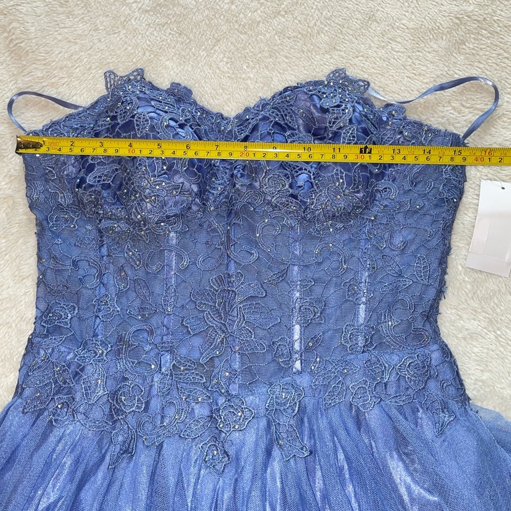 BCX Dress Periwinkle Strapless Lace Bodice Evening Ball Prom Dress/Gown - Picture 6 of 10